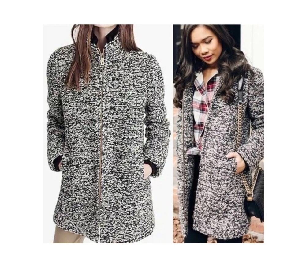 J. Crew Lodge Coat in Speckled Boucle Wool Blend Size 00 Petite